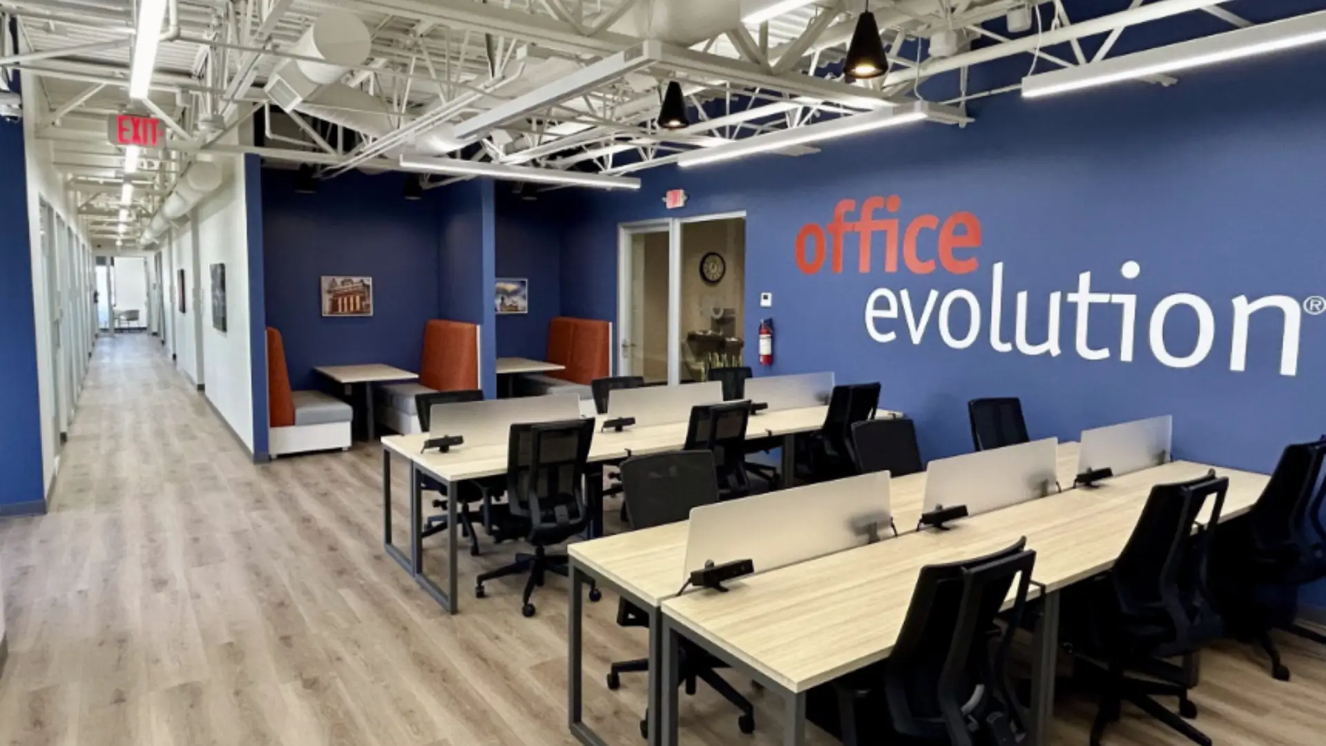 Interior of Office Evolution Georgetown multi person workspace, built by Synergy Commercial Construction