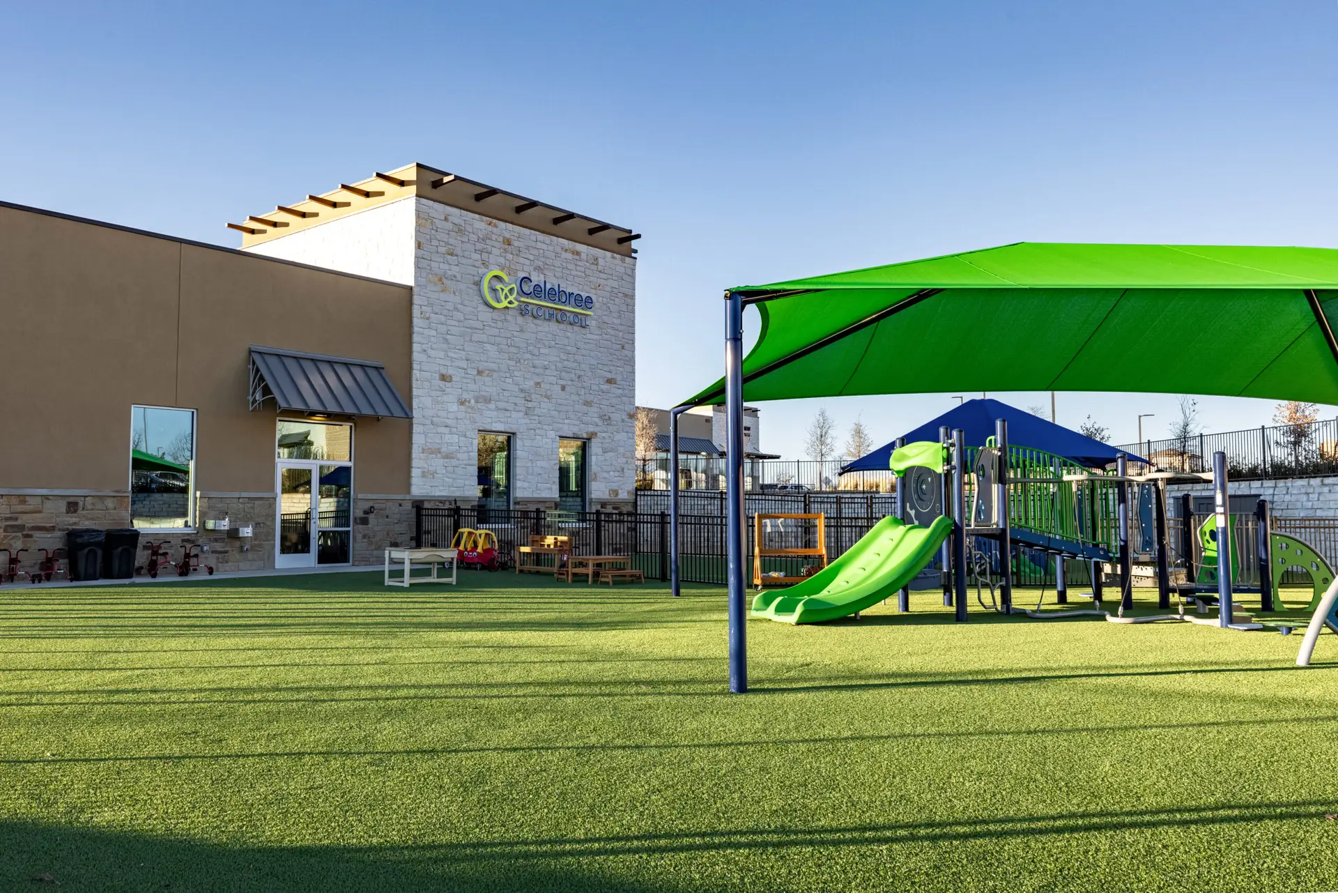 Exterior of Celebree School daycare facility in Leander Texas completed by Synergy Commercial Construction